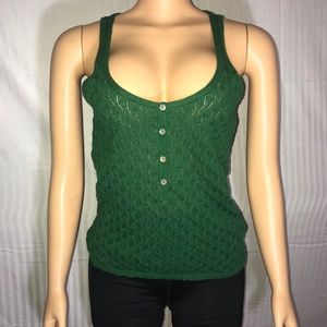 Zara Green Knit Button Tank Top